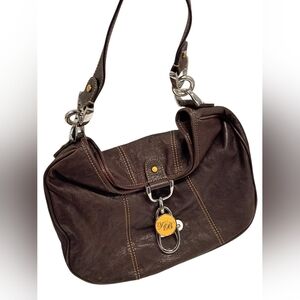 NWT Ted Baker Dog Clip Chocolate Leatjer Shoulder Bag